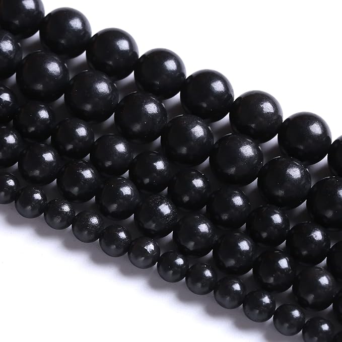 6MM 60PCS Natural Stone Shungite Beads Crystal Loose Beads for Jewelry Making DIY Bracelet