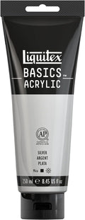 Liquitex BASICS Acrylic Paint, 250ml (8.5-oz) Tube, Silver