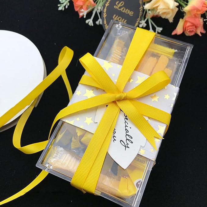 LIUYAXI 3/8" X 50 Yards Solid Yellow Grosgrain Ribbon, Perfect for Crafts, Wedding Decor, DIY Hair Accessories, Sewing, Gift Package Wrapping and More