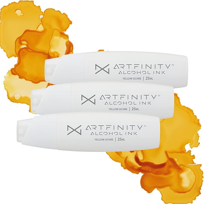 Alcohol Inks 3 Pack - Vibrant, Professional, Dye-Based Alcohol Inks for Artfinity Alcohol Markers, Artists, Drawing, & More! - Yellow Ochre Y4-2