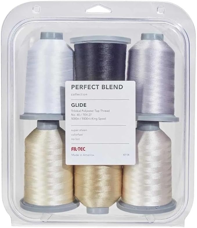 Glide Thread Kit The Perfect Blend - Set of 6 Neutral Colors - 5,500yds Each Spool - Trilobal Polyester Thread No.40 for Quilting - Super Sheen, No Lint, Colourfast - Ideal for Embroidery and Sewing