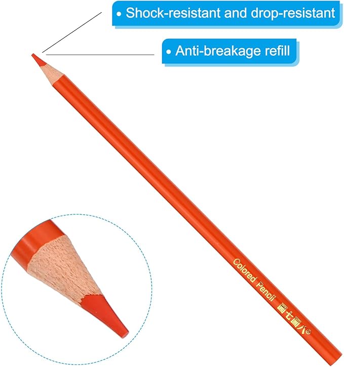 PATIKIL Orange Colored Pencils Set,6 Pcs Oil Color Pencils Wooden Coloring Drawing Pencil for Artists Art Painting