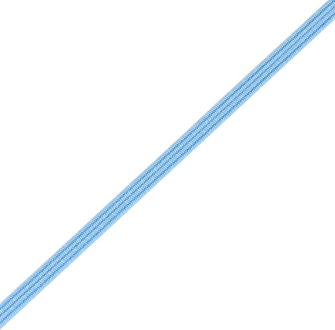Mandala Crafts 3mm 50 Yds Roll of Sky Blue Elastic Bands for Sewing - 1/8 Flat Elastics Cord - 1 8 Inch Braided Stretch Straps for Crafting