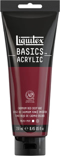Liquitex BASICS Acrylic Paint, 250ml (8.5-oz) Tube, Cadmium Red Deep Hue