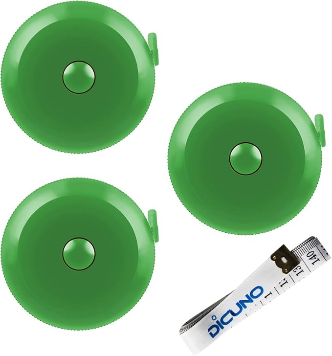 DiCUNO 60-Inch 1.5 Meter Soft and Retractable Tape Body Tailor Sewing Craft Cloth Dieting Measuring Tape (3 Pcs of Green with Soft Tape)