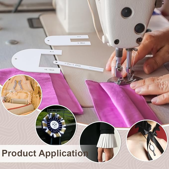 BENECREAT 9Sizes Quick Pleater, Acrylic Sewing Tools 1/2~4inch Quick Pleater Set, Fabric Pleating Tool for Quilting, Apparel Sewing, Beginner or Experienced Tailor, 3mm Thick
