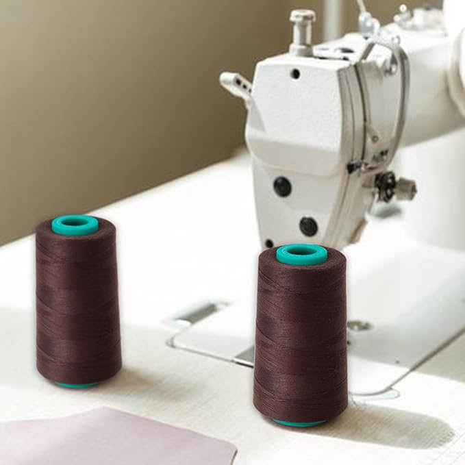 Serger Thread 4 Pack, All-Purpose Sewing Thread Polyester,4 Cones of 3000 Yards Each Spool,Cone Thread for Sewing Machine,140S/2 (Black,White,Brown,Grey)