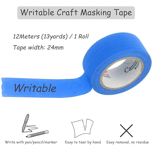 Colored Masking Tape, Rainbow Color Craft Paper Tape Art Painters Tape Writable Tape for Art Crafts Lab Labeling Coding Home Decor Office Classroom DIY All Ages (6 Packs)
