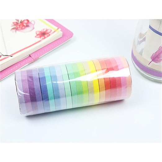 20 Rolls Washi Masking Tape Set, 5mm 110 Yards Colorful Rainbow Pastel Washi Tape Set, Skinny Thin Decorative Colored Washi Craft Tape for Bullet Journal DIY Planner Crafts Scrapbook Designs