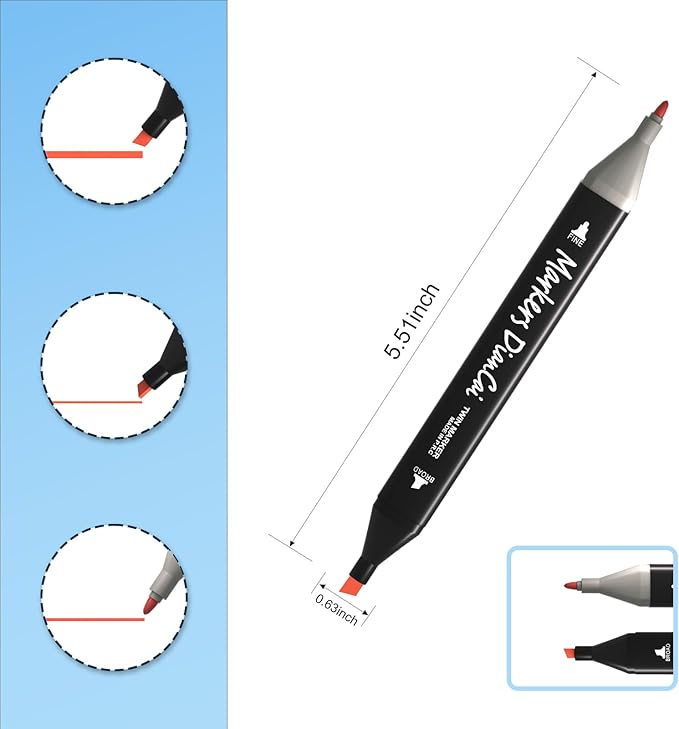 wyewye Alcohol Markers, 168 Colors Dual Tip Permanent Art Marker Set for Artists, Coloring Painting Supplies Sketch Drawing Pens for Adults, Holiday Present for Students (Black)