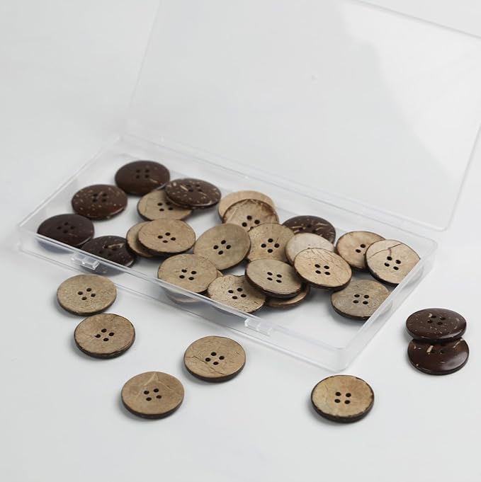 20mm Brown Coconut Shell Buttons 4/5 inch 4 Holes 100PCS