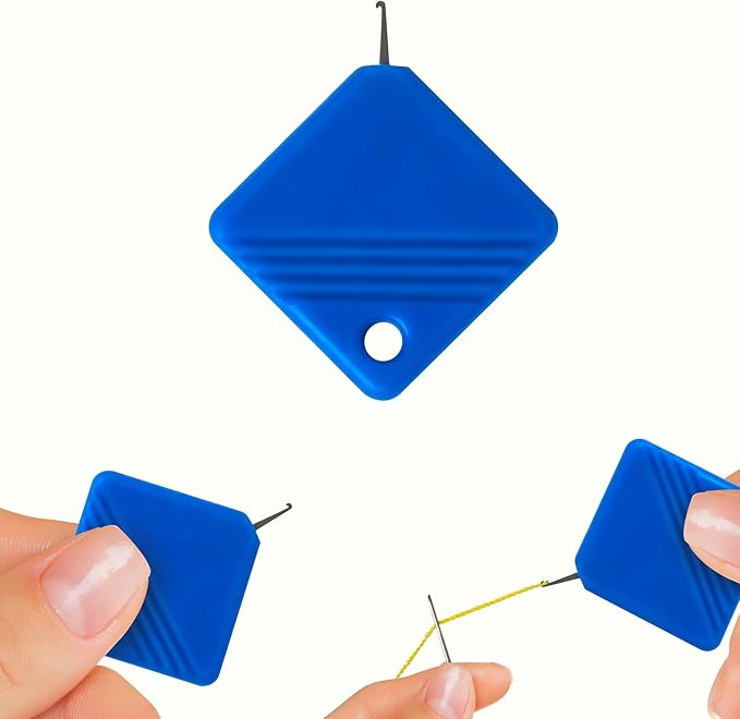 LB 2025 Sewing Machine Needle Threader 10Pc Blue Universal Square Metal Hand & Machine Threader Tool Durable Quick Insertion Kit with Ergonomic Design for Home/Professional Tailors