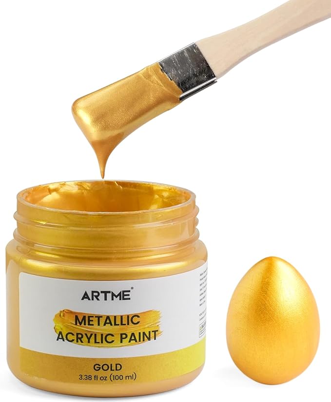 ARTME Acrylic Paint Metallic Gold, 100ml Gold Leaf Paint for Art Painting, Hand-crafts, Non-Toxic, Non-Fading Gold Paints Ideal for Canvas, Wood, Fabric, Ceramic, Stone Craft Supplies