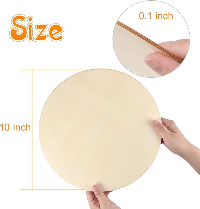 Coopay 16 Pieces 10 Inch Wooden Circles, Unfinished Round Wood Slices Natural Wooden Cutouts for Door Hanger, Painting, Wedding, Home Decoration DIY Wood Craft Supplies