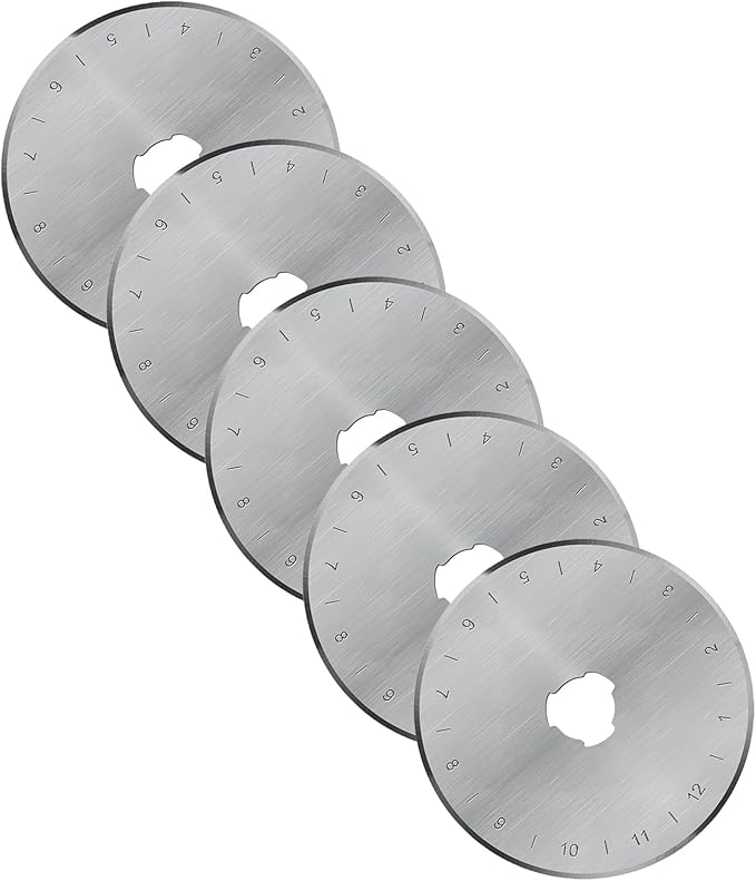 45mm Rotary Cutter Blades 5-Pack Replacement Blades Fits Fits Fiskars, OLFA,Martelli,Dremel,Truecut,DAFA for Quilting Scrapbooking Sewing Arts & Crafts Sharp and Durable Cutter Blade (silver)
