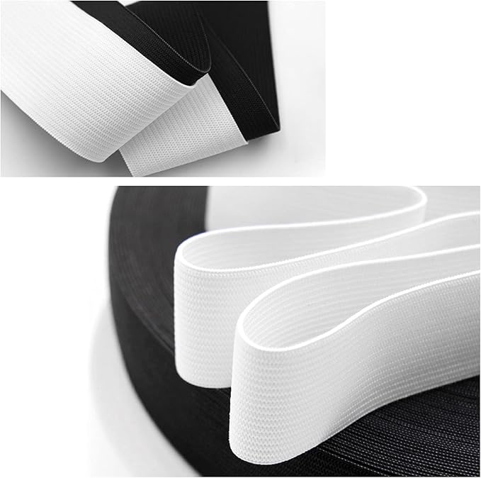 5/8 Inch 2 Rolls Elastic Band Roll Elastic Spool Stretch Strap for Sewing Trouser Skirt (White 11Yard, Black 11Yard)