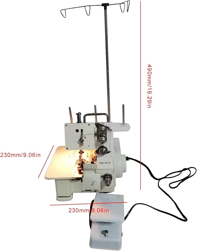 110V Sergers Overlock Sewing Machine Four lines, DP5 * 80-95, 1200 Stitches/Minute, with Foot Controller 80W Household Four-Thread Overlocking Machine (US Stock)
