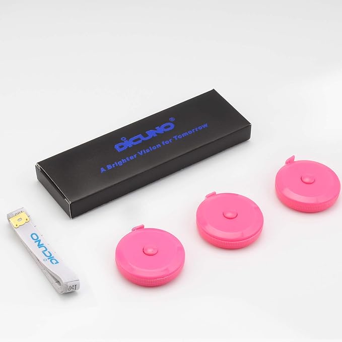 DiCUNO 60-Inch 1.5 Meter Soft and Retractable Tape Body Tailor Sewing Craft Cloth Dieting Measuring Tape (3 Pcs of Pink with Soft Tape)