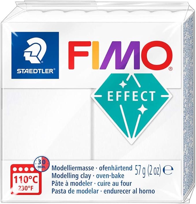 Staedtler FIMO Effects Polymer Clay - -Oven Bake Clay for Jewelry, Sculpting, Translucent White 8020-014