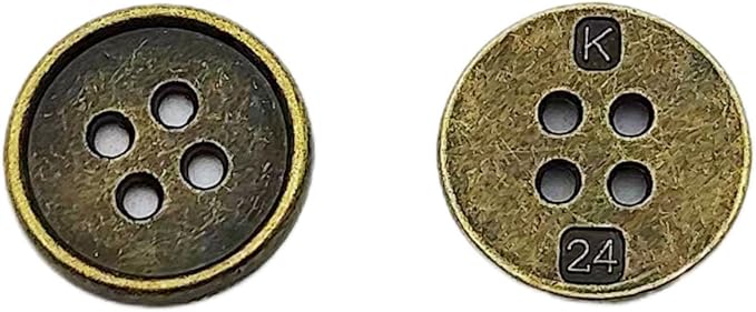 30PC Sewing Metal Buttons 4 Hole Antique Bronze Round Vintage Crafts Buttons 15mm