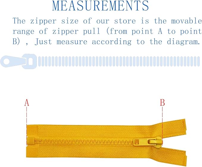 ANPURZII 2PCS #5 19 Inch Loquat Yellow Separating Jacket Zippers for Sewing Coats, Molded Plastic Bulk Zippers(LoquatYellow 19" 2PCS)
