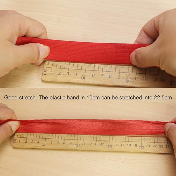 Red Knit Elastic Band for Sewing 1inch 40 Yards -25mm Flat Heavy Stretchy Elastic Straps Elastic Band Spool for DIY Craft-Bedspread-Clothing-Pants Waistband-Wigs-Skirts- DIY Projects