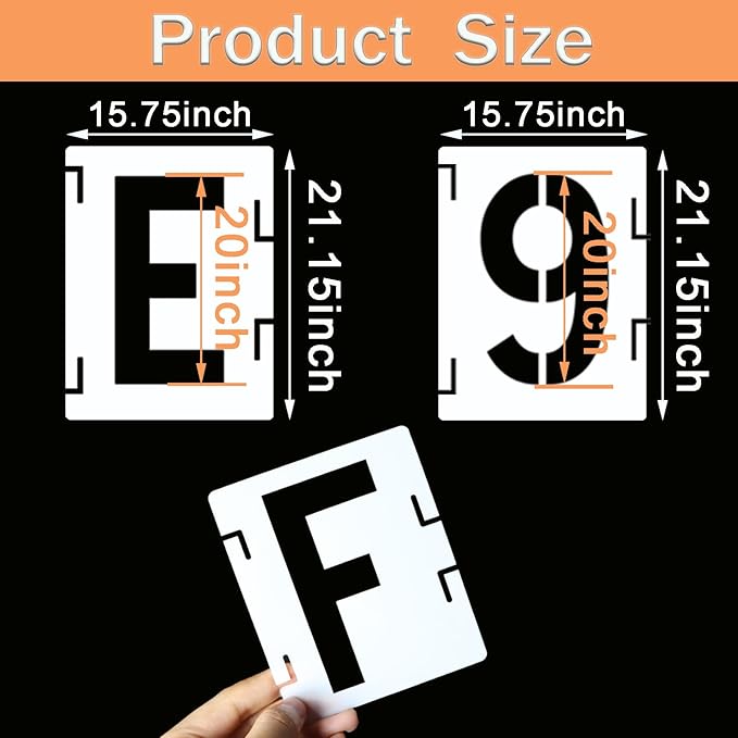 YEAJON 20 Inch Letter Stencils Symbol Numbers Craft Stencils, 42 Pcs Reusable Alphabet Templates Interlocking Stencil Kit for Painting on Wood, Wall, Rock, Sign, DIY Art Projects (20 inch)