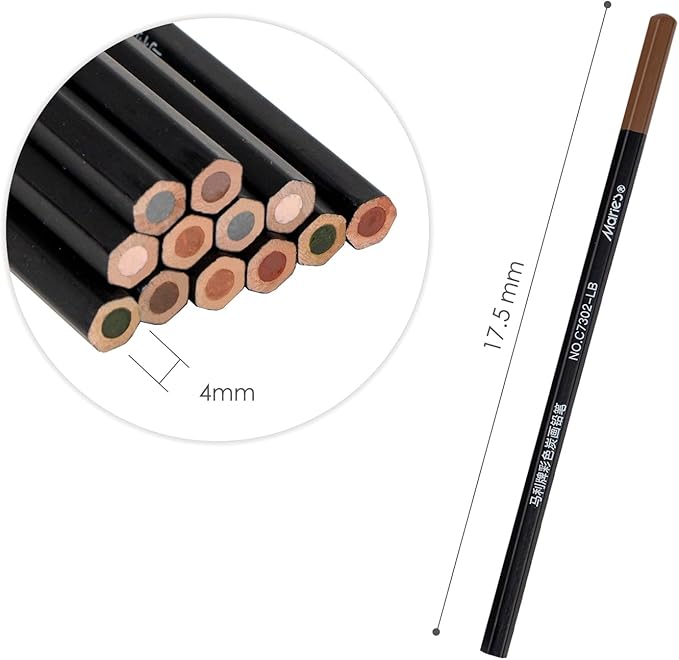 Marie's Colored Charcoal Pencils Set, 6 Colors 12 Pieces, Pastel Chalk Pencils for Drawing, Sketching, Coloring & Shading, Art Supplies for Adult Artists