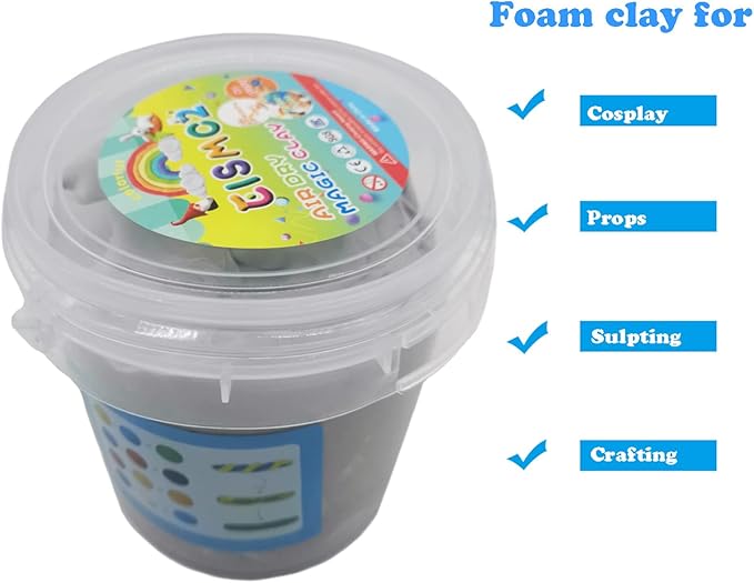 Air Dry Modeling Clay 10.5 oz Ultra Light Magic Clay DIY Moulding Dough Primary Colors for Kids Art Craft Kit (Grey)