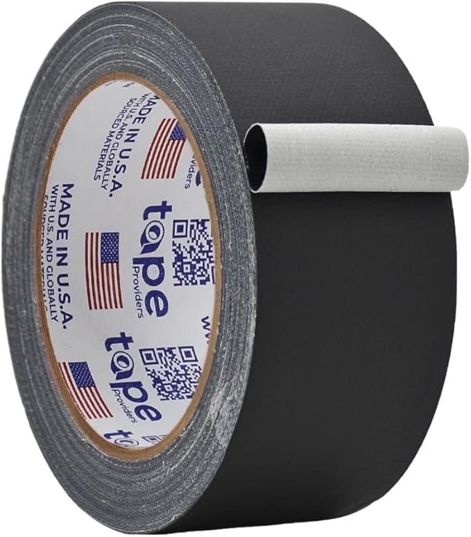 WOD GTC12 Gaffer Tape, Black Low Gloss Finish Film, 2 inch x 60 ft. Residue Free, Non Reflective Cloth Fabric, Secure Cords, Water Resistant, Photography, Filming Backdrop, Production
