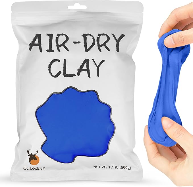 Cutedeer Blue Air Dry Clay, 1.1lb Foam Modeling Clay, Soft Squishy Molding for Kids Adults, Arts & Crafts Project Slime Supplies(1.1lb - 1 Pack, Blue)