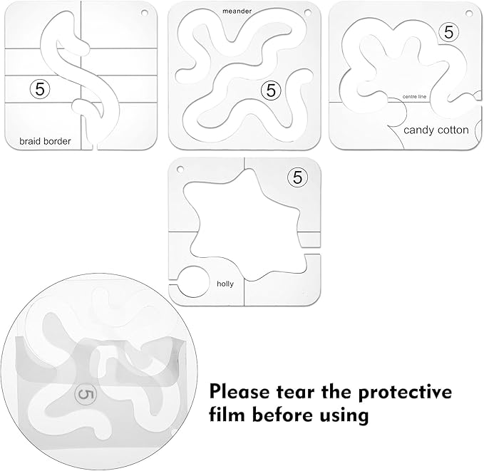 4Pcs Free Motion Quilting Kit, Quilting Templates, Quiltings Templates Acrylic for Sewing Machines, DIY Quiltings & Patchwork