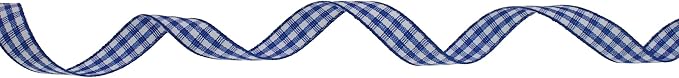 Gingham Ribbon 50 Yard Each Roll 100% Polyester Woven Edge (3/8" x 50 Yards, Royal Blue)