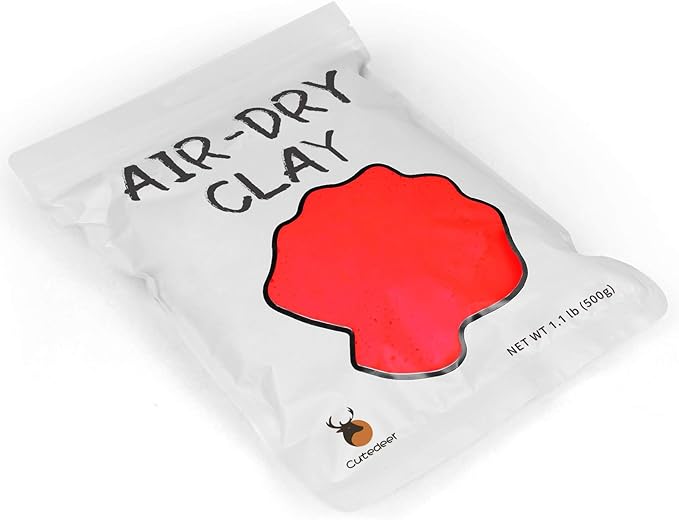Cutedeer Red Air Dry Clay, 1.1lb Foam Modeling Clay, Soft Squishy Molding for Kids Adults, Arts & Crafts Project Slime Supplies(1.1lb - 1 Pack, Red)