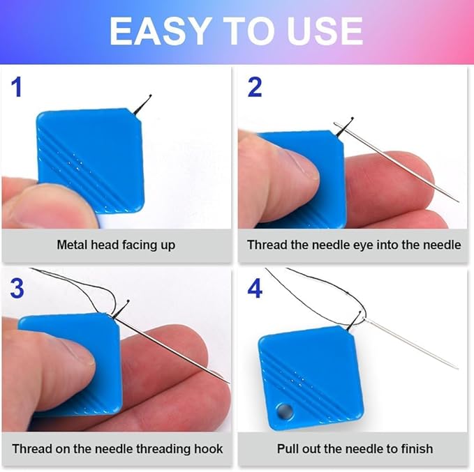 Automatic Needle Threaders for Hand Sewing, 2025 Upgrade Embroidery Floss, Sewing Machine Needle Threader, Sewing Supplies Tool, Fits All Needle Sizes (5, Color)