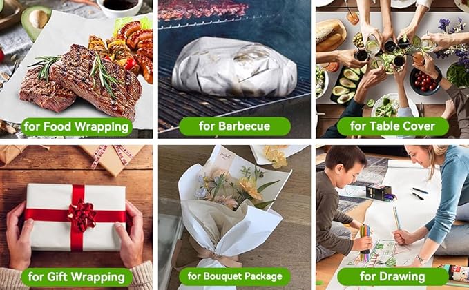 Butcher Paper Roll 48" x 164ft, White Kraft Wrapping Paper 80GMS for BBQ Smoker Freezing Grilling Meat, Unbleached & Unwaxed & Uncoated, Perfect as Craft/Drawing/Gift Package Paper/Table Cover
