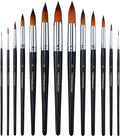 Transon 13pcs Round Paint Brush Set Synthetic Bristle Complete Round Brush Set for Watercolor Acrylic Gouache Ink Tempera