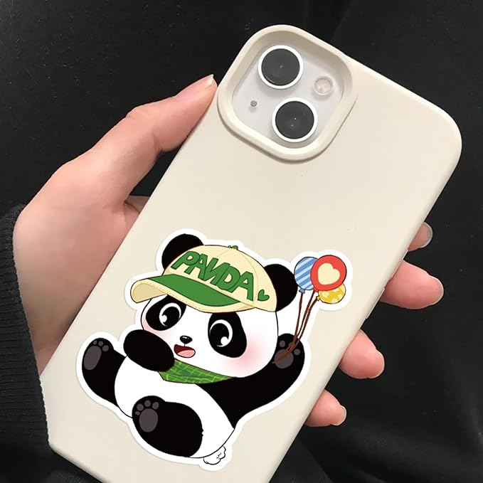 24 Sheets Panda Make a Face Stickers, Mix & Match Facial Feature Decals, Waterproof Vinyl Animal Stickers for Journaling Scrapbooking and Creative Collage