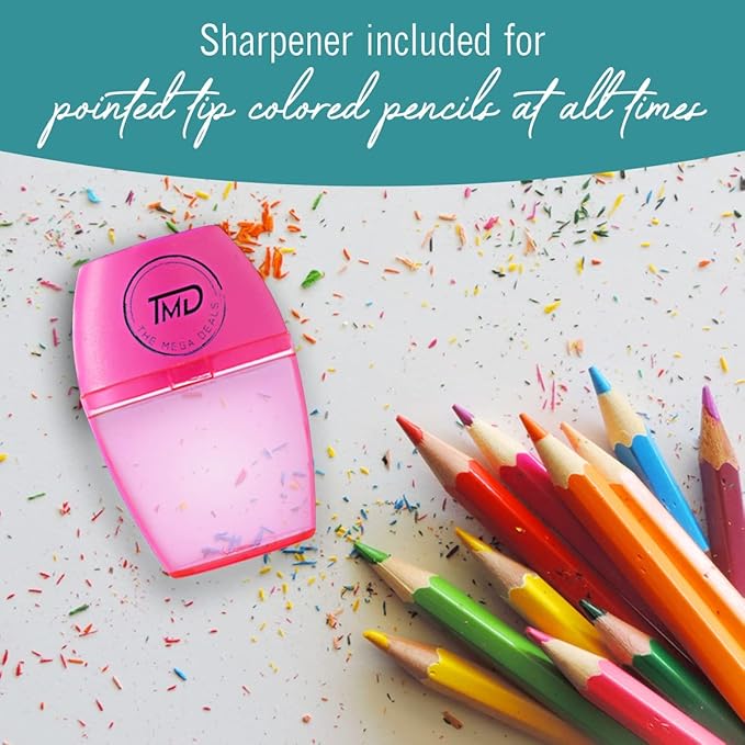 The Mega Deals Colored Pencils for Adults, 12 Vibrant & Smooth Color Pencils for Adult Coloring Books, Non-Toxic Coloring Pencil Set with Sharpener, Art Supplies for Teens & Adults (Gift Pack)