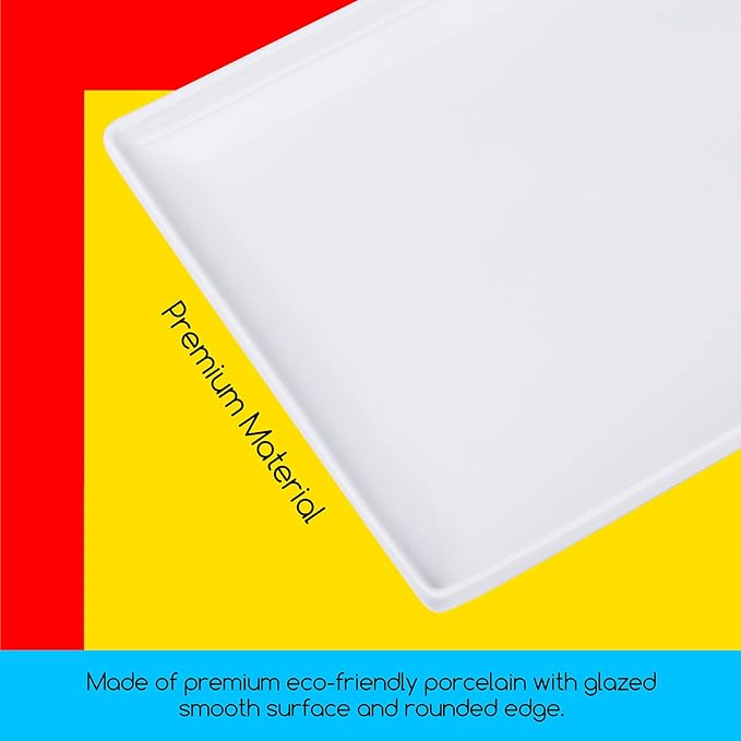MEEDEN Ceramic Tray Palette, Ceramic Artist Paint Palette, Porcelain Mixing Tray for Watercolor Gouache Painting, Large Mixing Area White Rectangle Palette for Painting Large Artwork