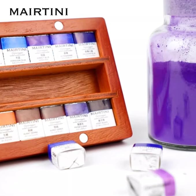 Mairtini Caravaggio series Professional Half Pan Watercolor Set 24 Colors with Wooden Case