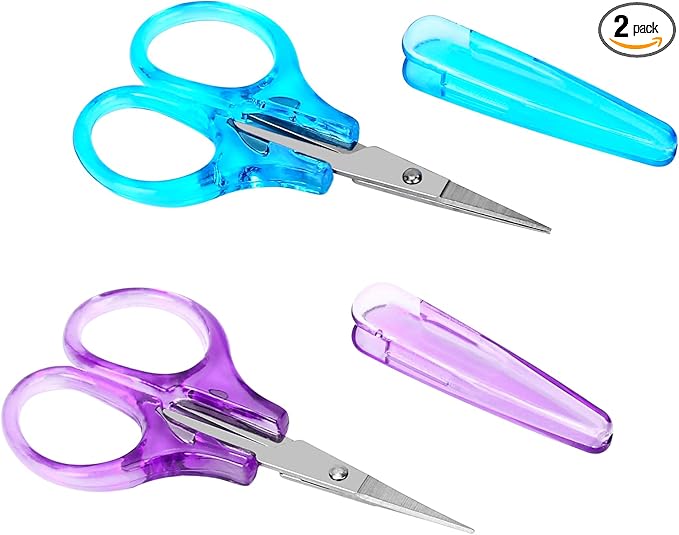 2Pcs Small Scissors All Purpose Craft Scissors Stainless Steel Mini Detail Craft Scissors Precision Straight Fine Tips Design for Paper Cutting,Scrapbooking
