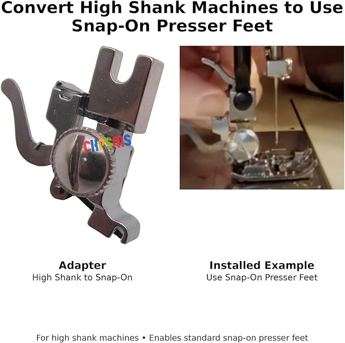 CKPSMS Brand -1SET Super High Shank Adapter to Use Snap On Low Shank Feet #P60666+CY-7300L Compatible with/Replacement for Kenmore Brand 158 Series