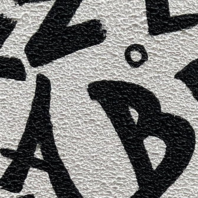 Art 24x24 inch Hand-Painted Black and White Letter Texture Art Oil Painting in Modern Abstract Style. Suitable for Wall Decoration in Home Office