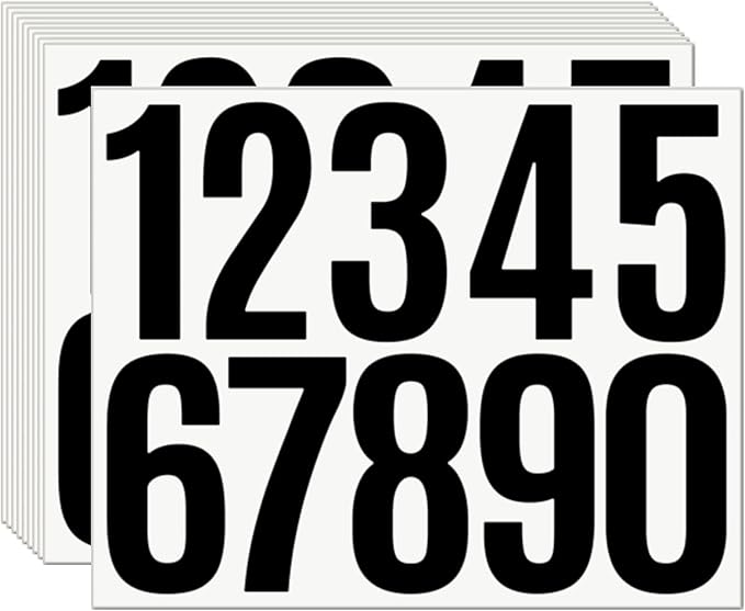 10 Sheets Vinyl Mailbox Number Stickers - Self-Adhesive Address Labels for Cars, House Doors, Windows & Metal Mailboxes (Black, 3 inch)