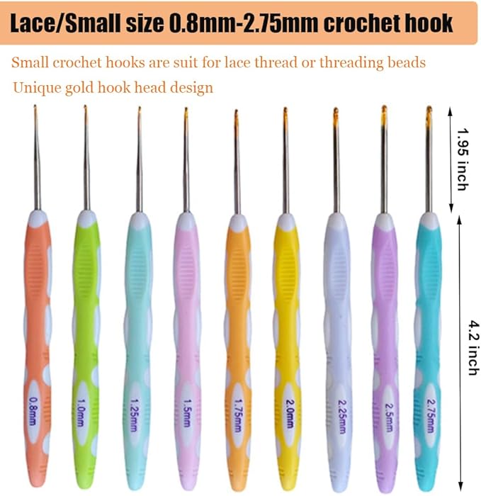 Mdoker 21 Sizes Crochet Hooks Set,Ergonomic Crochet Hook with Case for Arthritic Hands,Complete Crochet Set for Beginners & Lovers(0.8mm-10mm)