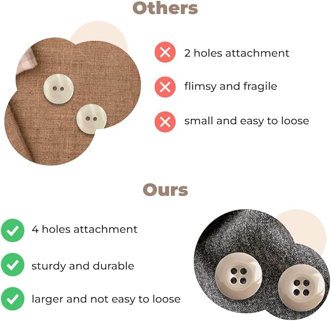 100 Pcs Khaki Pant Buttons 0.7 inch Industrial Buttons for Sewing 27L 4 Hole Sewing Round Plastic Replacement Bulk Ideal for Pant Uniform Pants Jeans Jacket Skirt Shorts Craft DIY Art Decorative