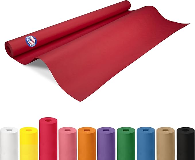 36" x 1200" (100 feet) Red Kraft Paper Roll - USA-Made Quality Craft Paper for Gift Wrapping, Kids' Arts & Crafts, School Projects - Natural Material 50lb Thickness by IDL Packaging