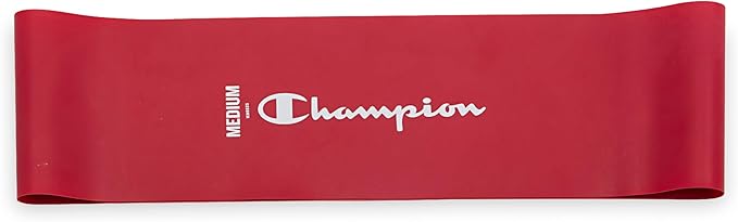 Champion Loop Resistance Bands (3-Pack, Grey/Red/Blue), Light/Medium/Heavy, Odor-Free, 4" Rubber + Latex Exercise Bands, for Strength Training and Physical Therapy, Includes Exercise Guide