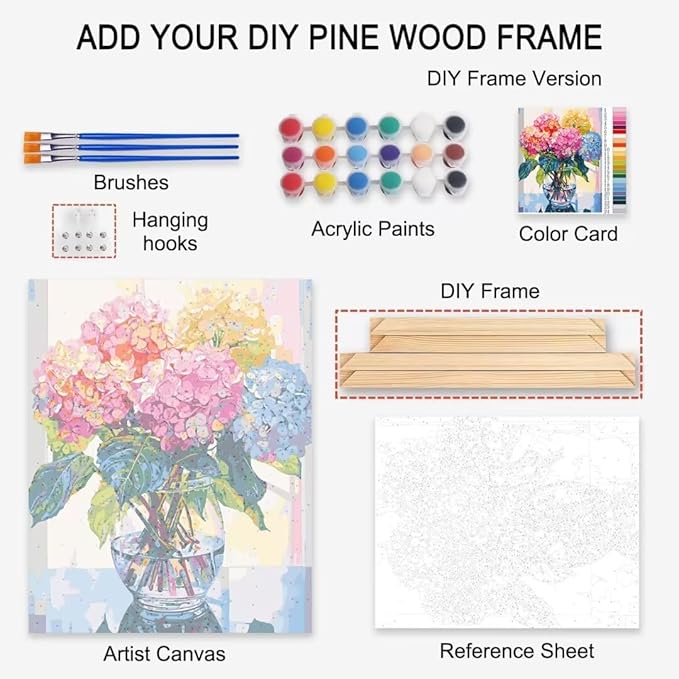 Tucocoo Green Garden Plants Naturecore Painting Paint by Numbers Kits 16x20 inch Canvas Rustic Charm DIY Oil Painting for Kids, Adults Beginner with Brushes Acrylic Pigment Drawings Gift(DIY Frame)